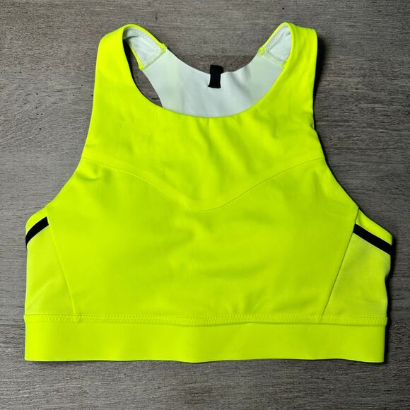 Brooks 3 Pocket Sports Bra Neon Yellow 32C/D Running Walking - Picture 1 of 3